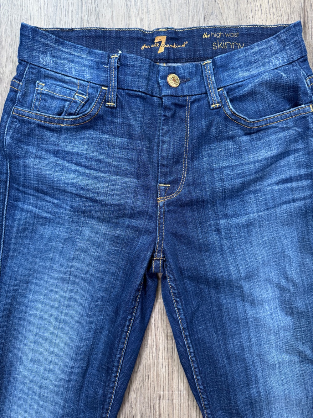 7 For All Mankind The High Waist Skinny Jeans Dark Wash Size 26 - Picture 6 of 14